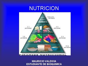 NUTRICION MAURICIO VALDIVIA ESTUDIANTE DE BIOQUIMICA NUTRICIN La
