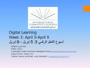 Digital Learning Week 3 April 5 April 9