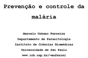 Preveno e controle da malria Marcelo Urbano Ferreira