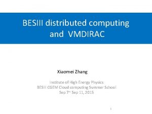 BESIII distributed computing and VMDIRAC Xiaomei Zhang Institute