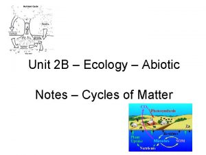 Unit 2 B Ecology Abiotic Notes Cycles of