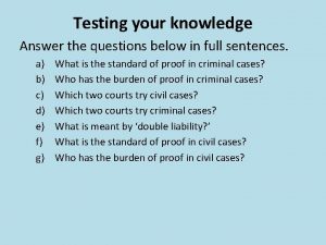 Testing your knowledge Answer the questions below in