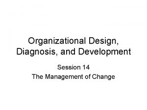 Organizational Design Diagnosis and Development Session 14 The