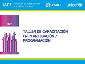 TALLER DE CAPACITACIN EN PLANIFICACIN PROGRAMACIN CONCEPTOS BSICOS