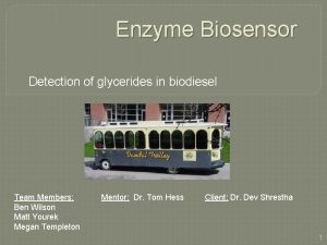 Enzyme Biosensor Detection of glycerides in biodiesel Team