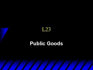 L 23 Public Goods Public Goods Definition u