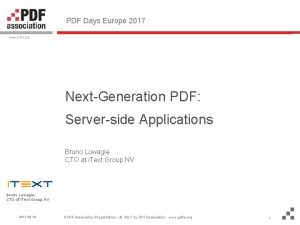 PDF Days Europe 2017 www pdfa org NextGeneration