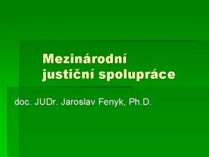 Mezinrodn justin spoluprce doc JUDr Jaroslav Fenyk Ph