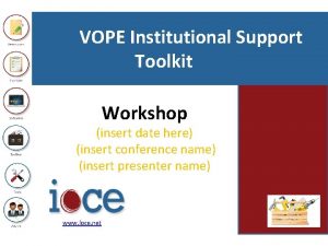 VOPE Institutional Support Toolkit Workshop insert date here