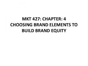 MKT 427 CHAPTER 4 CHOOSING BRAND ELEMENTS TO