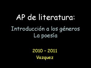 AP de literatura Introduccin a los gneros La