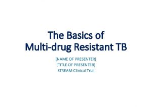 The Basics of Multidrug Resistant TB NAME OF