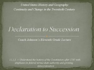 United States History and Geography Continuity and Change