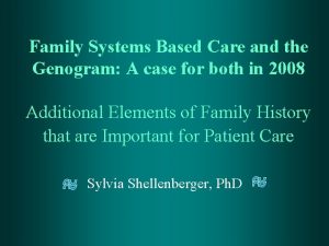 Family Systems Based Care and the Genogram A