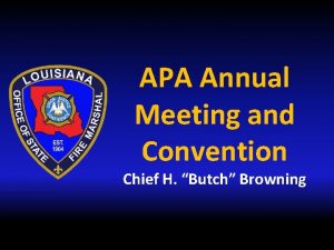 APA Annual Meeting and Convention Chief H Butch