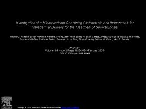 Investigation of a Microemulsion Containing Clotrimazole and Itraconazole