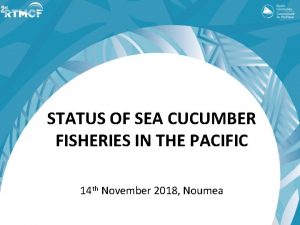 STATUS OF SEA CUCUMBER FISHERIES IN THE PACIFIC