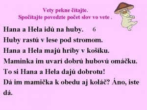 Vety pekne tajte Spotajte povedzte poet slov vo