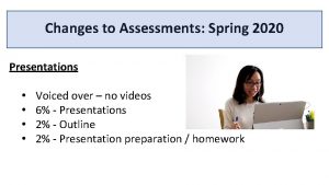 Changes to Assessments Spring 2020 Presentations Voiced over