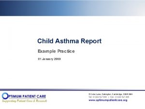 Child Asthma Report 5 Coles Lane Oakington Cambridge