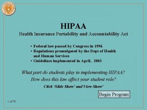 HIPAA Health Insurance Portability and Accountability Act Federal