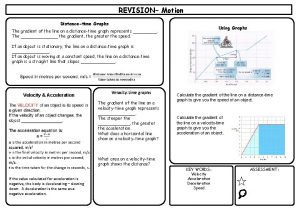 REVISION Motion Distancetime Graphs Using Graphs The gradient