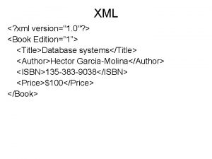 XML xml version1 0 Book Edition 1 TitleDatabase