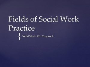 Fields of Social Work Practice Social Work 101