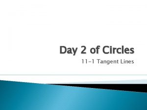 Day 2 of Circles 11 1 Tangent Lines