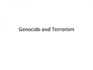 Genocide and Terrorism Agenda Bell Ringer Renaissance and