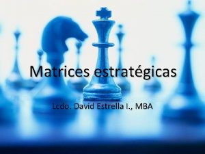 Matrices estratgicas Lcdo David Estrella I MBA Contenido