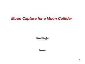 Muon Capture for a Muon Collider David Neuffer
