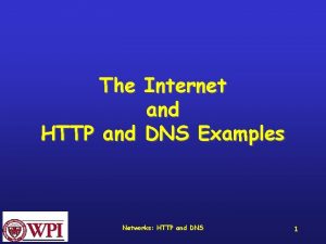 The Internet and HTTP and DNS Examples Networks
