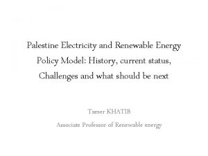 Palestine Electricity and Renewable Energy Policy Model History