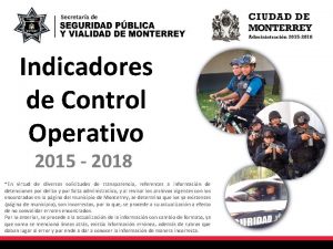 Indicadores de Control Operativo 2015 2018 En virtud