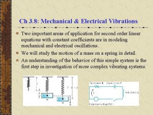 Ch 3 8 Mechanical Electrical Vibrations Two important