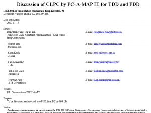 Discussion of CLPC by PCAMAP IE for TDD