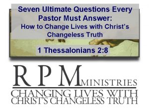 Seven Ultimate Questions Every Pastor Must Answer How