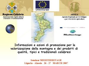 United Europe Regione Calabria Assessorato Agricoltura Foreste e