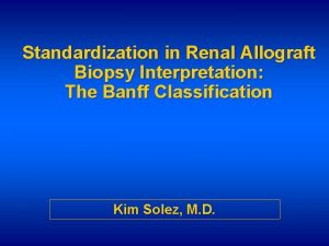 Standardization in Renal Allograft Biopsy Interpretation The Banff