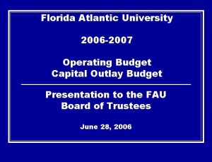 Florida Atlantic University 2006 2007 Operating Budget Capital