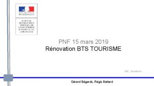 PNF 15 mars 2019 Rnovation BTS TOURISME ENC