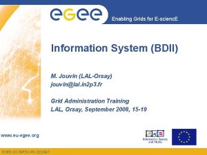 Enabling Grids for Escienc E Information System BDII