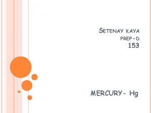 SETENAY KAYA PREPD 153 MERCURY Hg DAILY USAGE