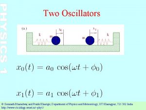 Two Oscillators Somnath Bharadwaj and Pratik Khastgir Department