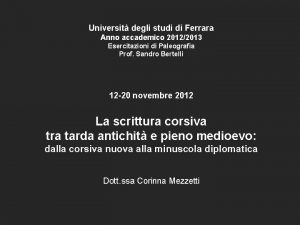 Universit degli studi di Ferrara Anno accademico 20122013