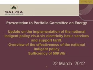www salga org za Presentation to Portfolio Committee