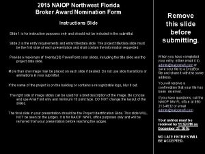 2015 NAIOP Northwest Florida Broker Award Nomination Form