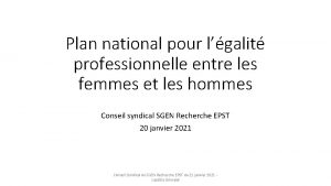 Plan national pour lgalit professionnelle entre les femmes