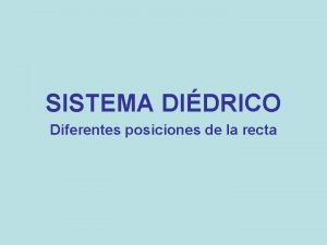 SISTEMA DIDRICO Diferentes posiciones de la recta Recta